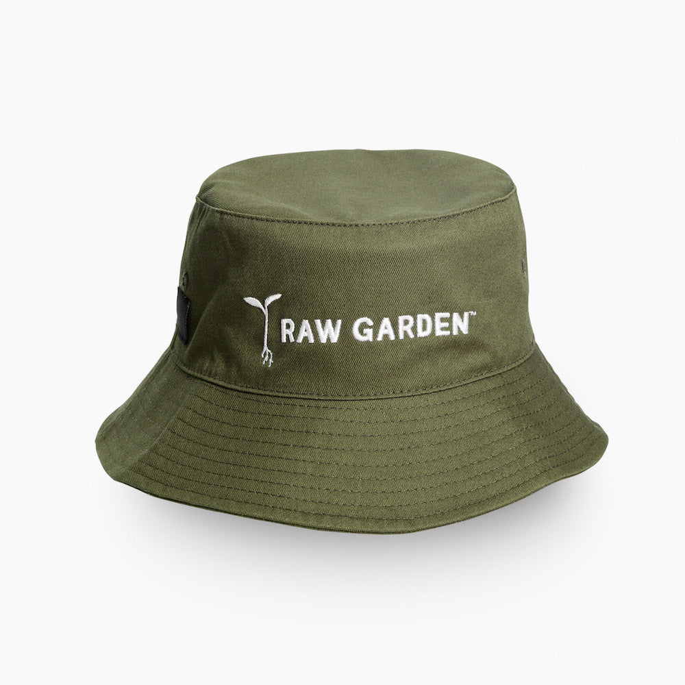 Raw Garden bucket hat against white background