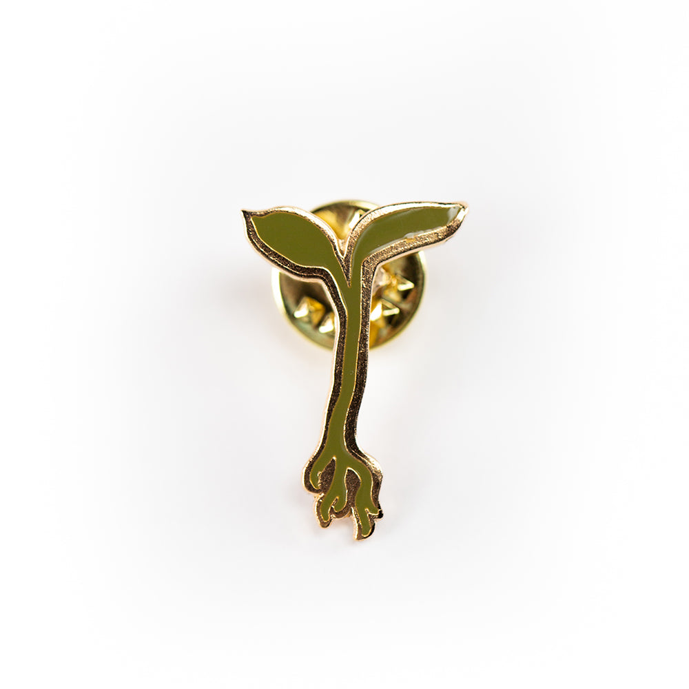 Green Sprout pin with gold enamel